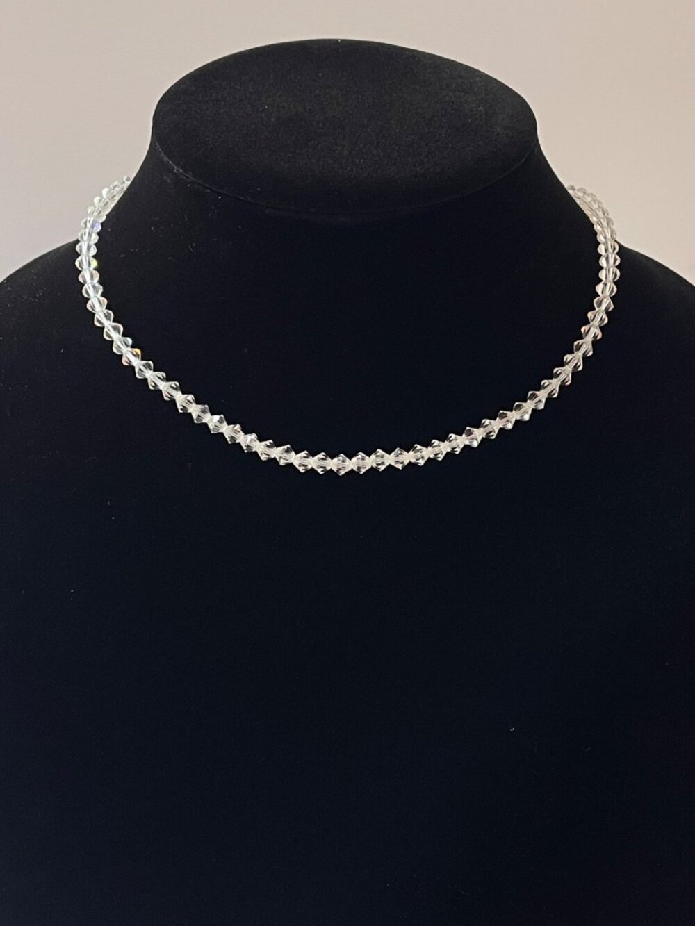 Vintage 50s Faceted Crystal Necklace Aurora Borealis MCM